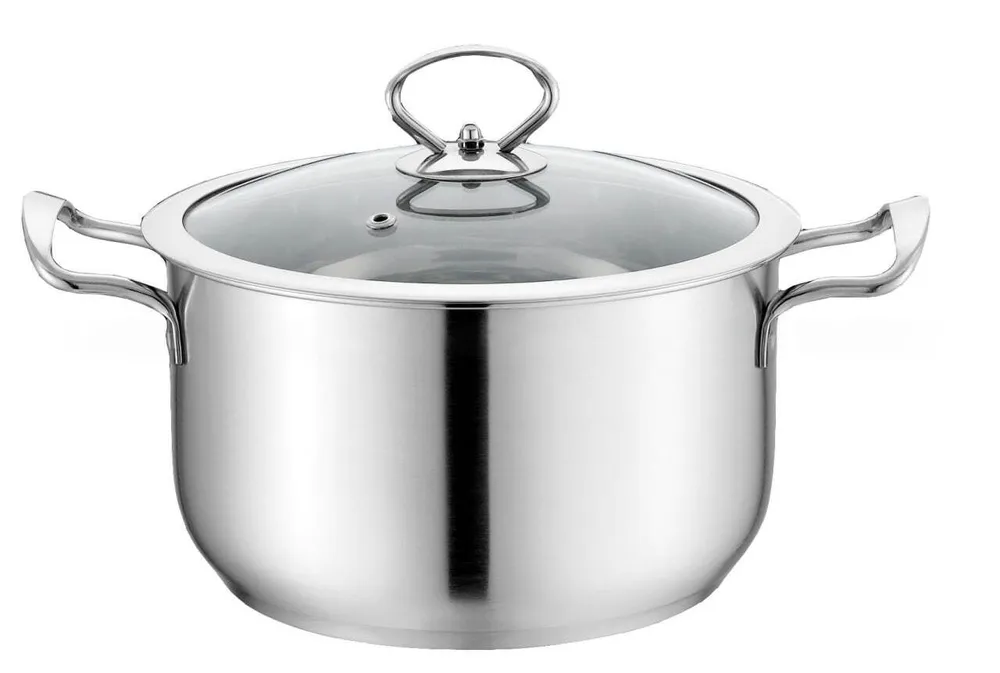 Кастрюля нержавеющая сталь 1,7 л со стеклянной крышкой,диам.16 см толщина дна 7 мм