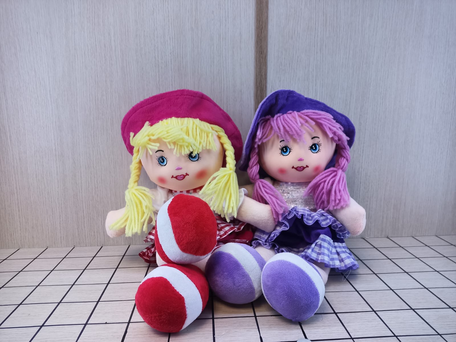 Кукла мягкая большая разноцветные волосы 45 см  10 шт/уп