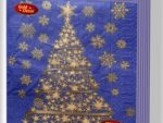 НГ Салфетка "Новая линия" GOLD DECOR Золотая ёлка на синем 3-сл 20л 33*33 30 шт/уп