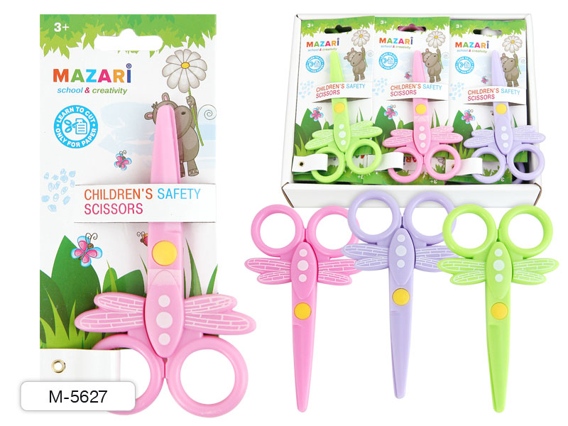 Ножницы детские 120 мм, безопасные пластиковые лезвия, пластиковые ручки, ассорти 3цвета, М-5627