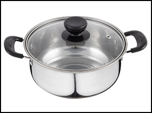 Кастрюля нержавейка 3,9 л стеклянная крышка ручки-бакелит 5 шт/уп ВАК-S-04