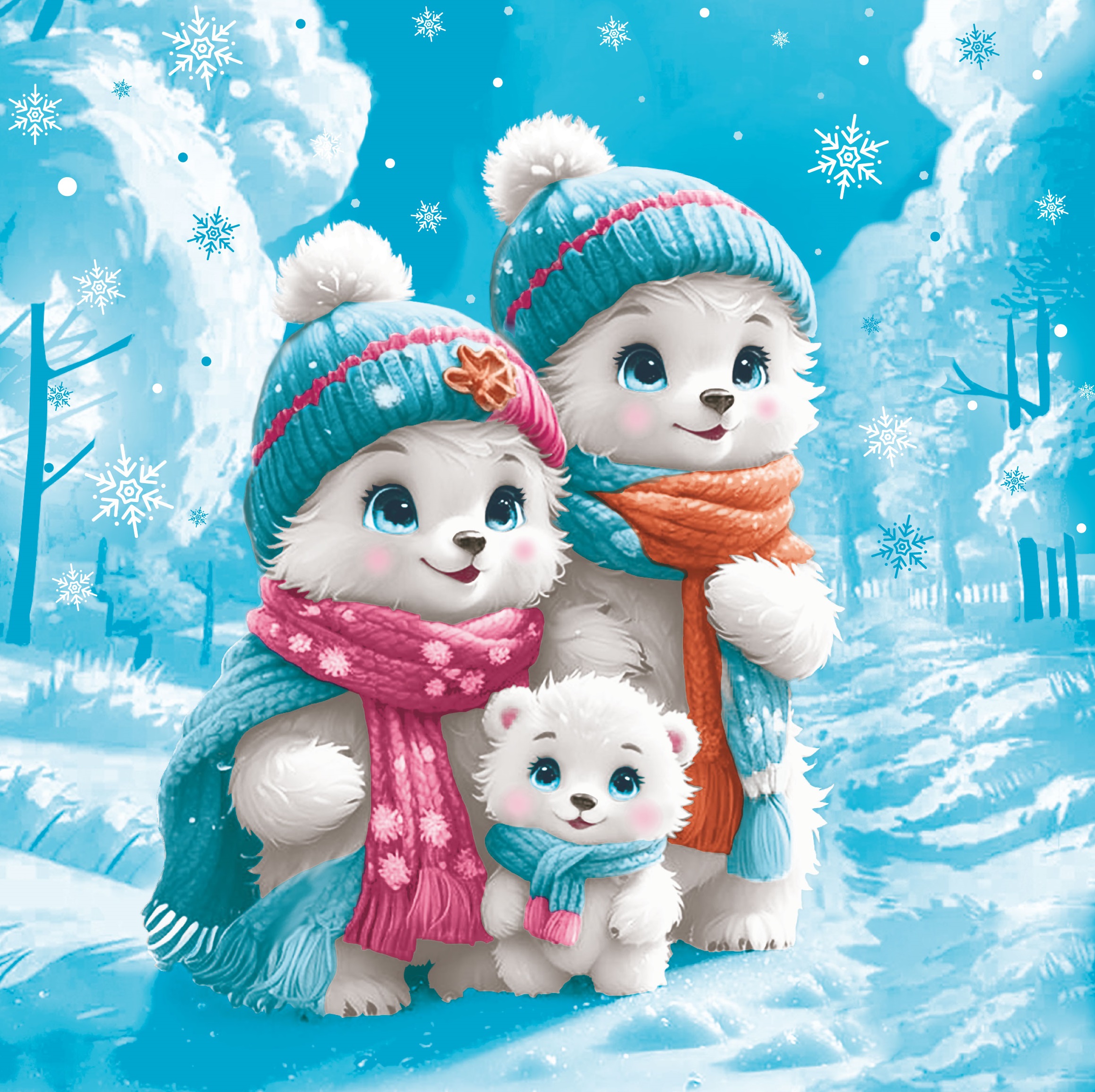 НГ Салфетка "Новая линия" FRESCO Медвежата 2-сл 20 л 33*33 см 20 шт/уп