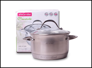 Кастрюля нержавейка 2,9 л стеклянная крышка7-ми слойн дно 5 шт/уп 4718S