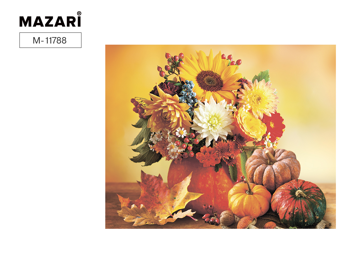 Алмазная мозаика НАТЮРМОРТ С ТЫКВОЙ, 40х50 см, 1 дизайн, полная выкладка,  картонная упаковка.М-1178