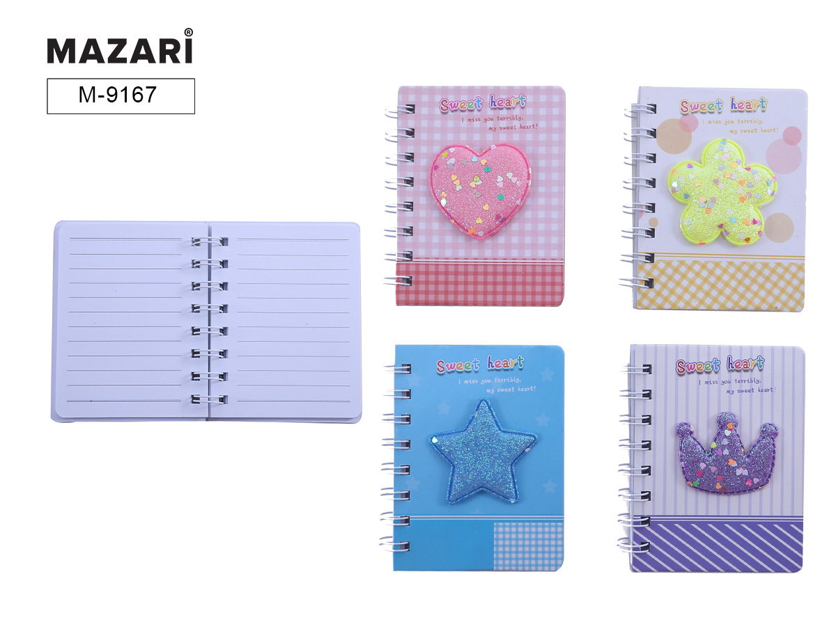 Блокнот на евроспирали 11,5х8,5 см, 60 л., линованный внутренний блок, плотность бумаги 70г,М-9167