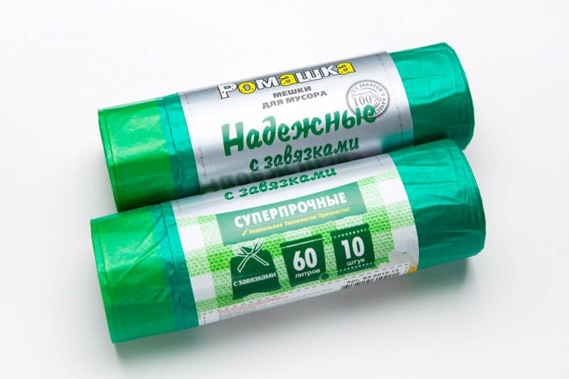 Пакет д/мусора Надежные ПСД 60 л./10 шт с завязками ( Зеленые ) 24 шт/уп В30601015