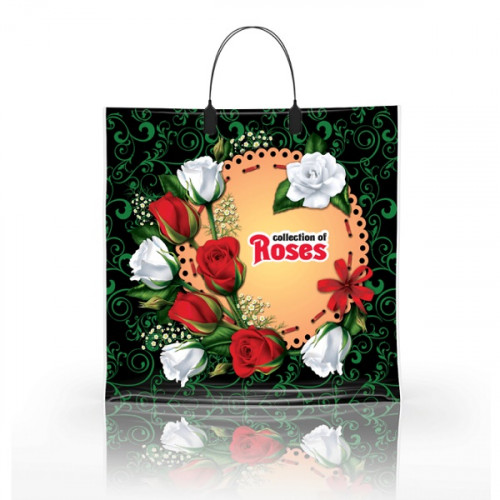 Сумка п/эт (пл. ручка) 360*340 Коллекция роз 100 шт/уп