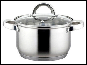 Кастрюля нержавейка 2,9 л стеклянная крышка и полыми ручками 5 шт/уп 5618S