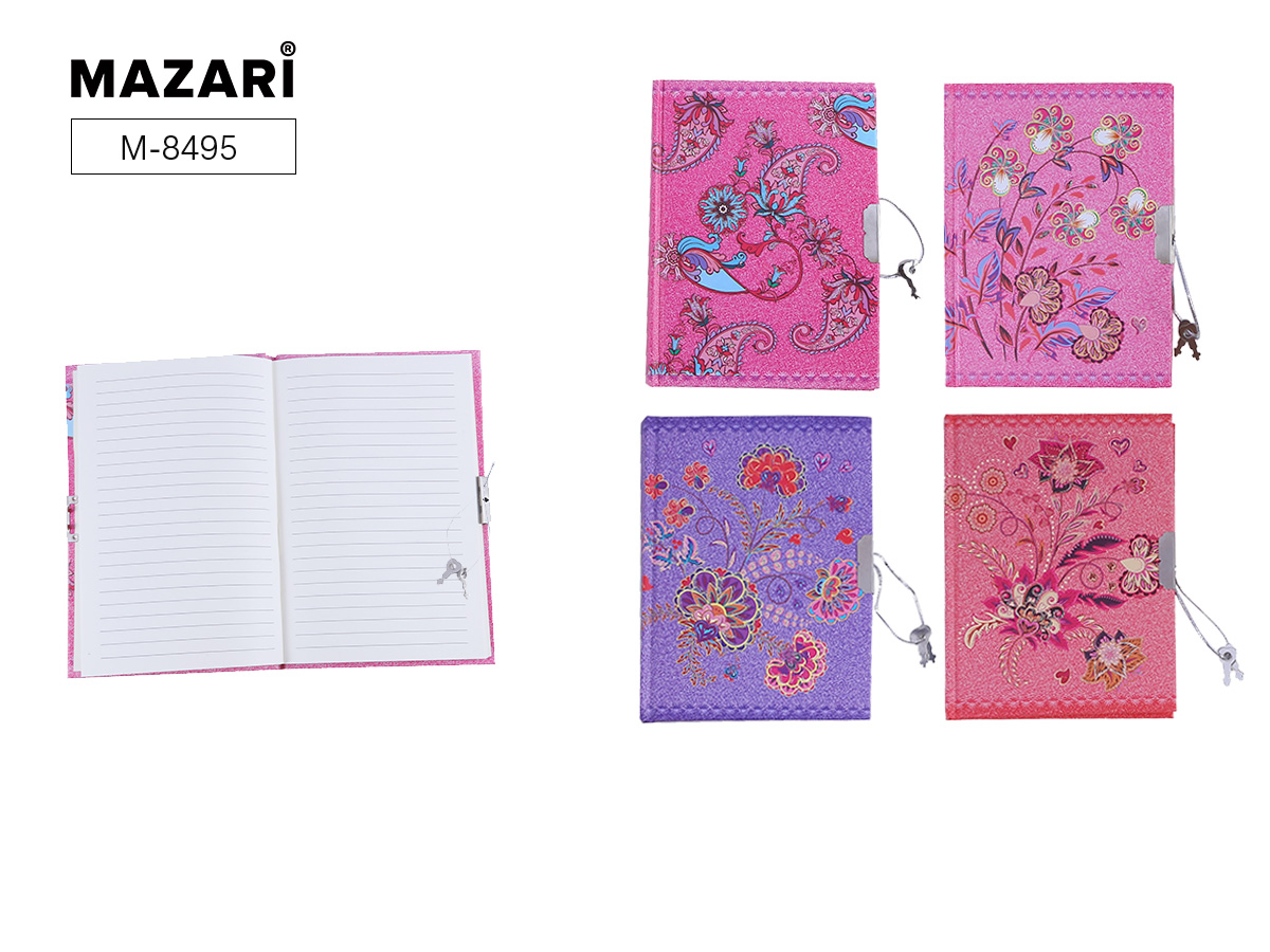 Блокнот 14,8х11 см, 44 листа, с замочком, линованный внутренний блок М-8495