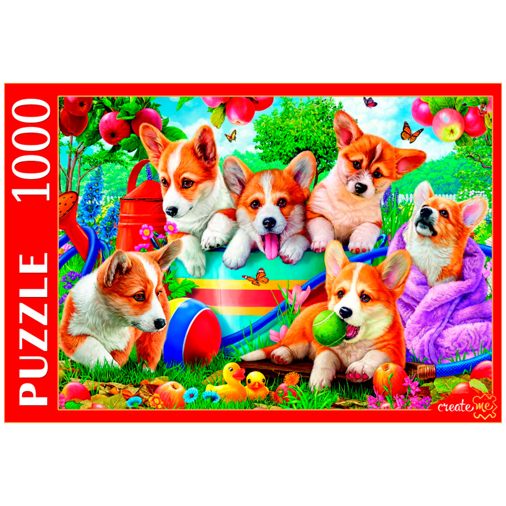 Пазл 1000 ЩЕНКИ КОРГИ В САДУ Ф1000-0757 упак32,3*22,9*4,4 932-183