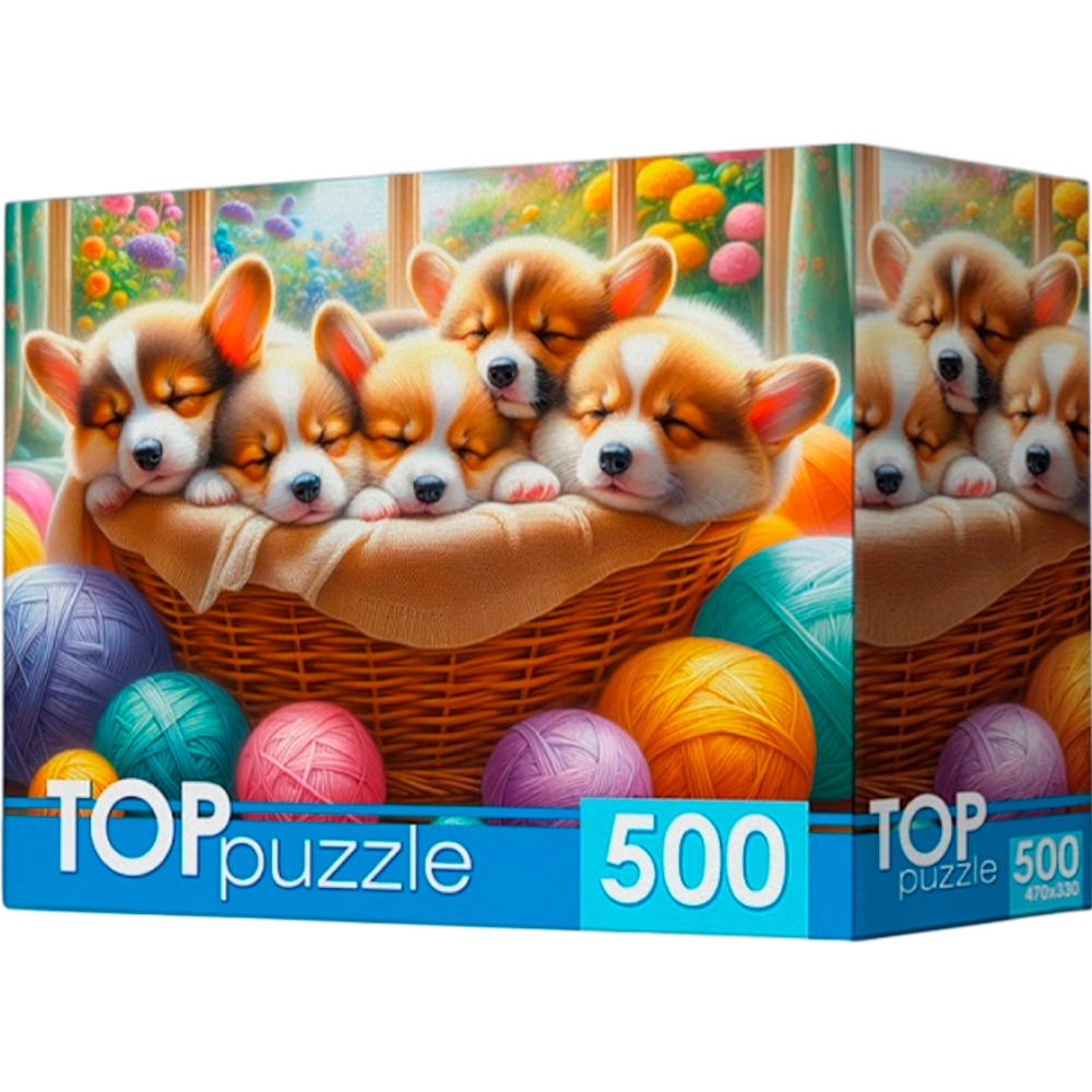 Пазл 500 Корги в корзине Ф500-8741изделие 47 х 33 см 836-729