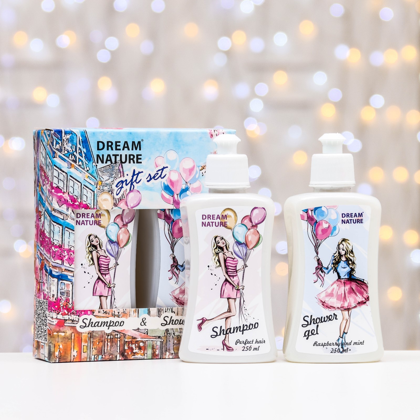 Набор жен DreamNature:шампунь для чувствительной кожи головы, 250 мл+ гель для душа, 250 мл 9448291
