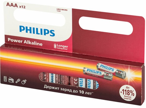 Батарейки Philips R3 мизинчиковые 12 шт/ск 48  шт/кор