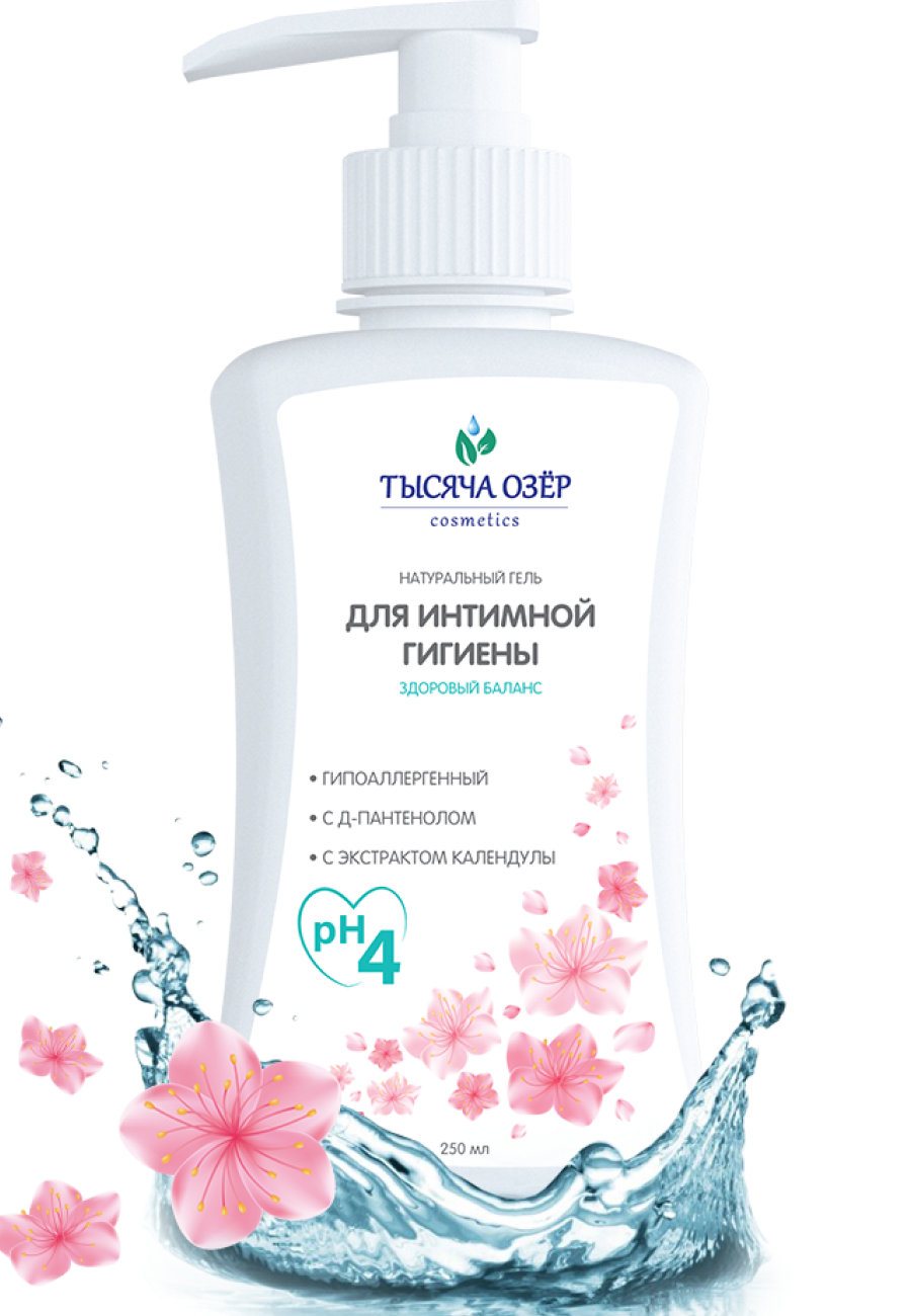 Гель для Интимной гигиены Тысяча озер Здоровый балансс Д-пантенолом и календулой 250 мл 16 шт/уп1875
