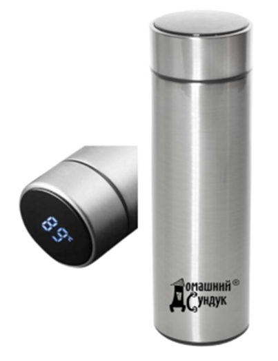 Термос из нержавеющей стали "Домашний Сундук" 0,5л с датчиком температуры 10 шт/уп ХС-36