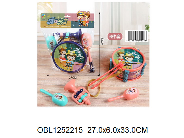 Набор музыкальных инструментов (барабан, маракасы, дудка) 2 цвета 733А-134/151564